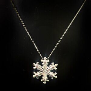 Vintage Gorham Sterling Silver Necklace Snowflake 1979 Pendant Christmas Holiday